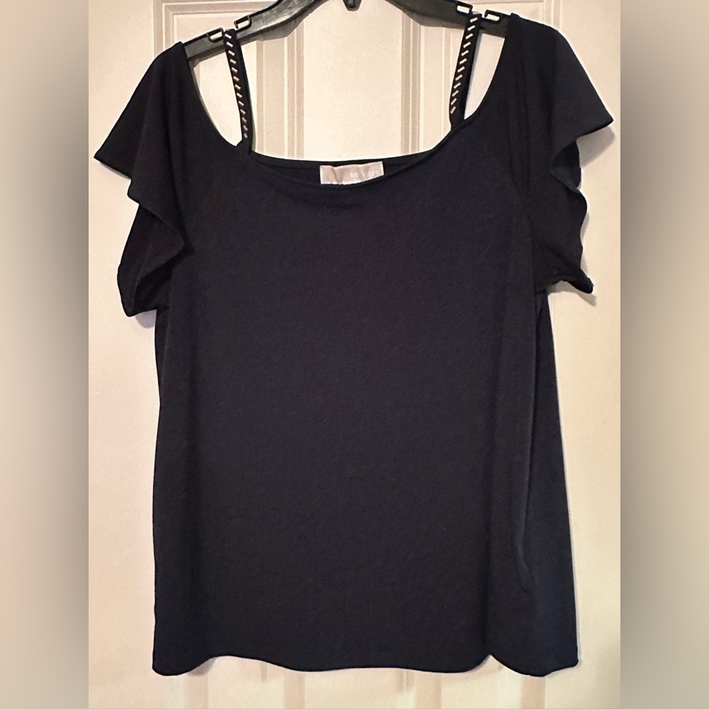 Michael Kors Navy Flutter Sleeve Top